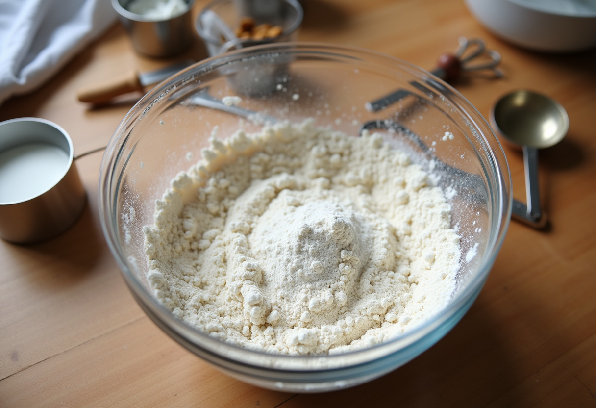Best Homemade Strawberry Shortcake 9 Mixing flour and baking powder to start the best homemade strawberry shortcake recipe.