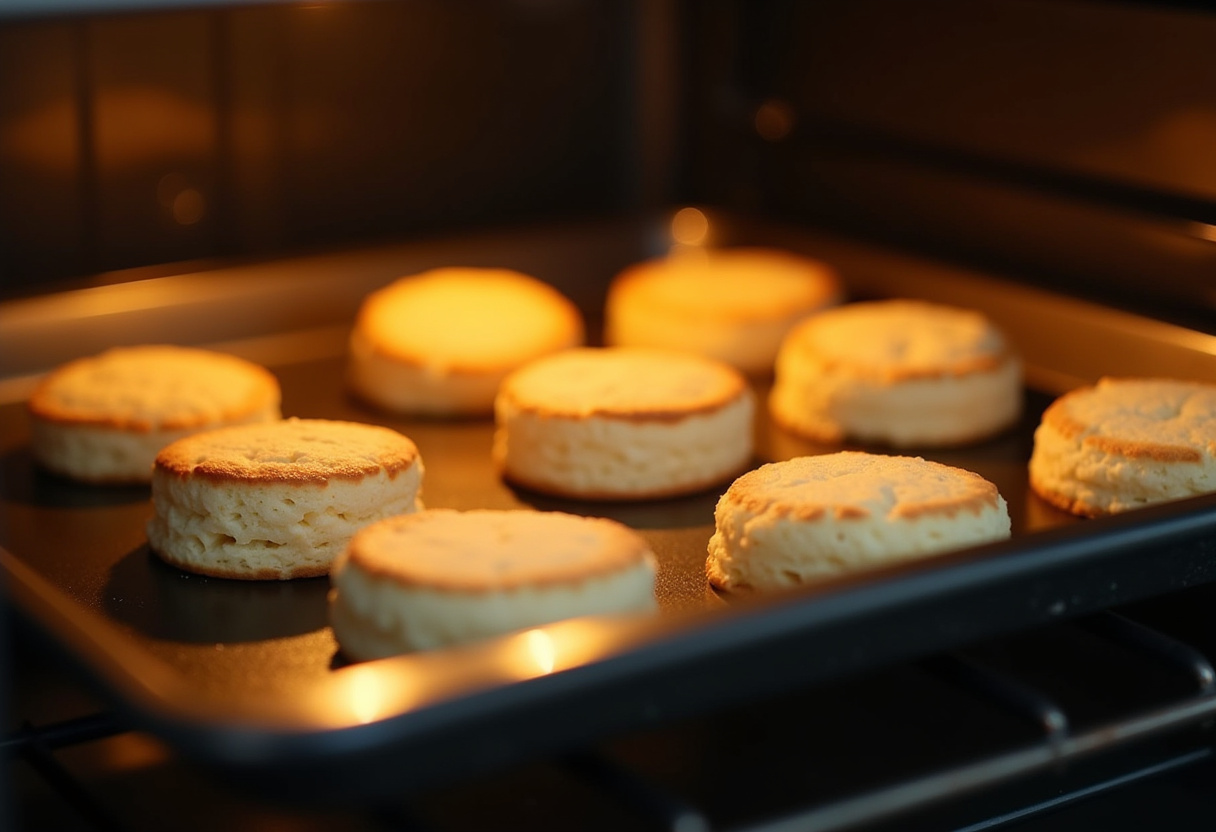 Best Homemade Strawberry Shortcake 12 Baking shortcake biscuits in the oven for the best homemade strawberry shortcake recipe.