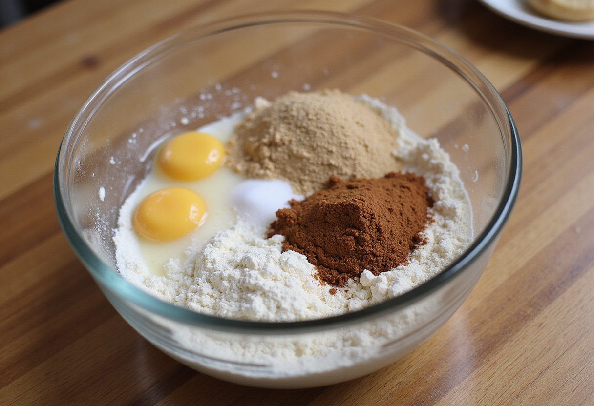 Chocolate Chip Cookies 9 Dry ingredients being prepared in a bowl for homemade chocolate chip cookies.
