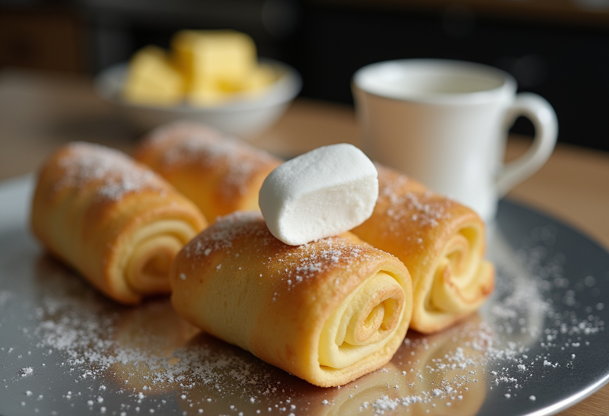 Crescent rolls ready to envelop marshmallows for Resurrection Rolls recipe.