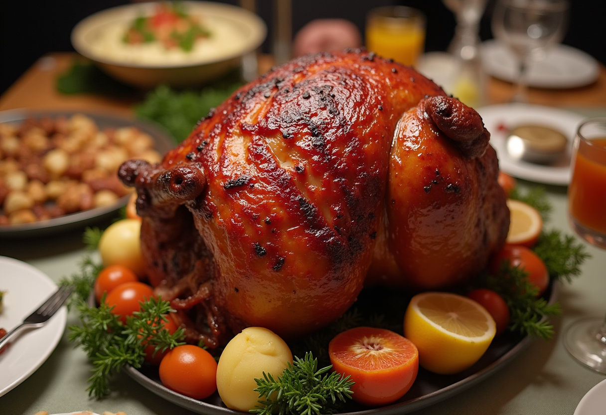 Finished Family Favorite Glazed Ham, caramelized and ready to serve for a family meal.