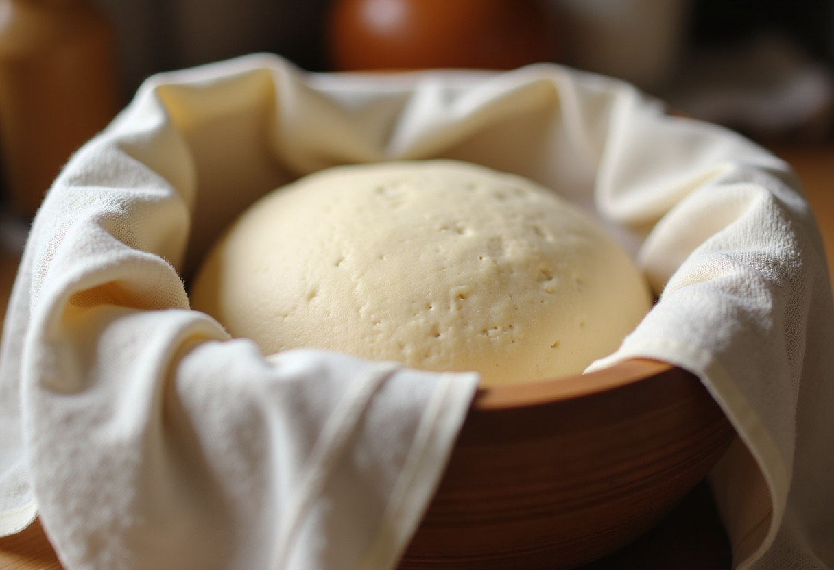 Dough rising for Family Favorite Hot Cross Buns.