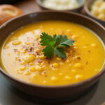 Hearty Potato Corn Soup 13 Finished Hearty Potato Corn Soup garnished with parsley and black pepper, ready to serve.