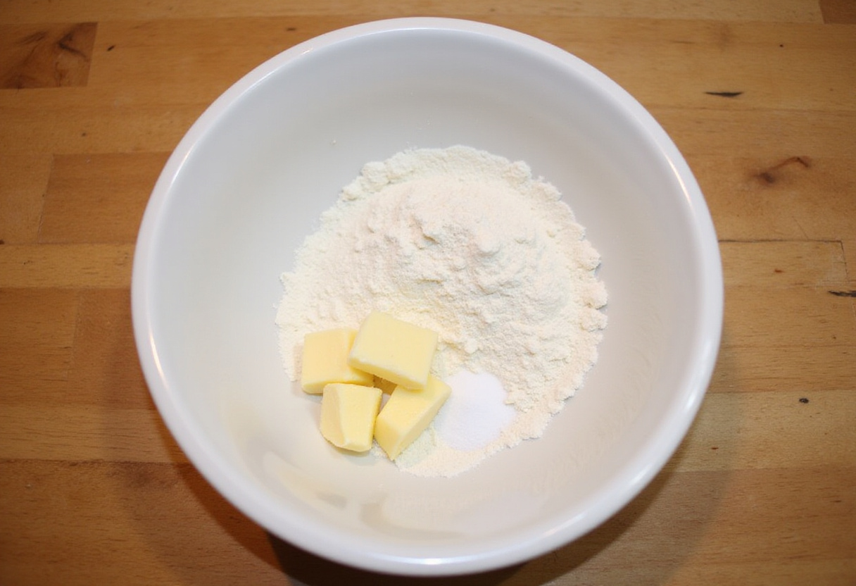 Homemade Buttermilk Biscuits 9 Ingredients ready for making homemade buttermilk biscuits.