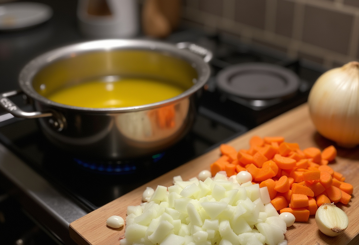 Chopped vegetables and garlic ready for Marry Me Chicken Soup preparation.