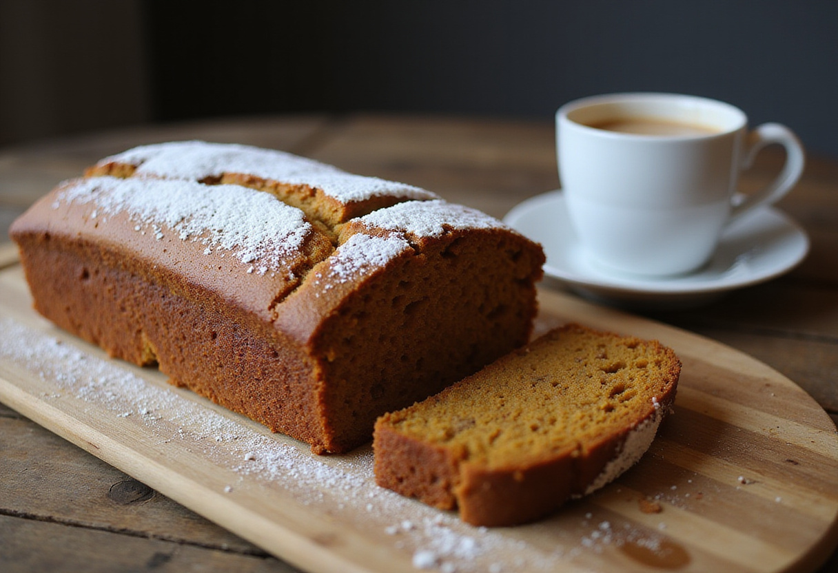 Delicious Pumpkin Spice Loaf Cake slices served with coffee.