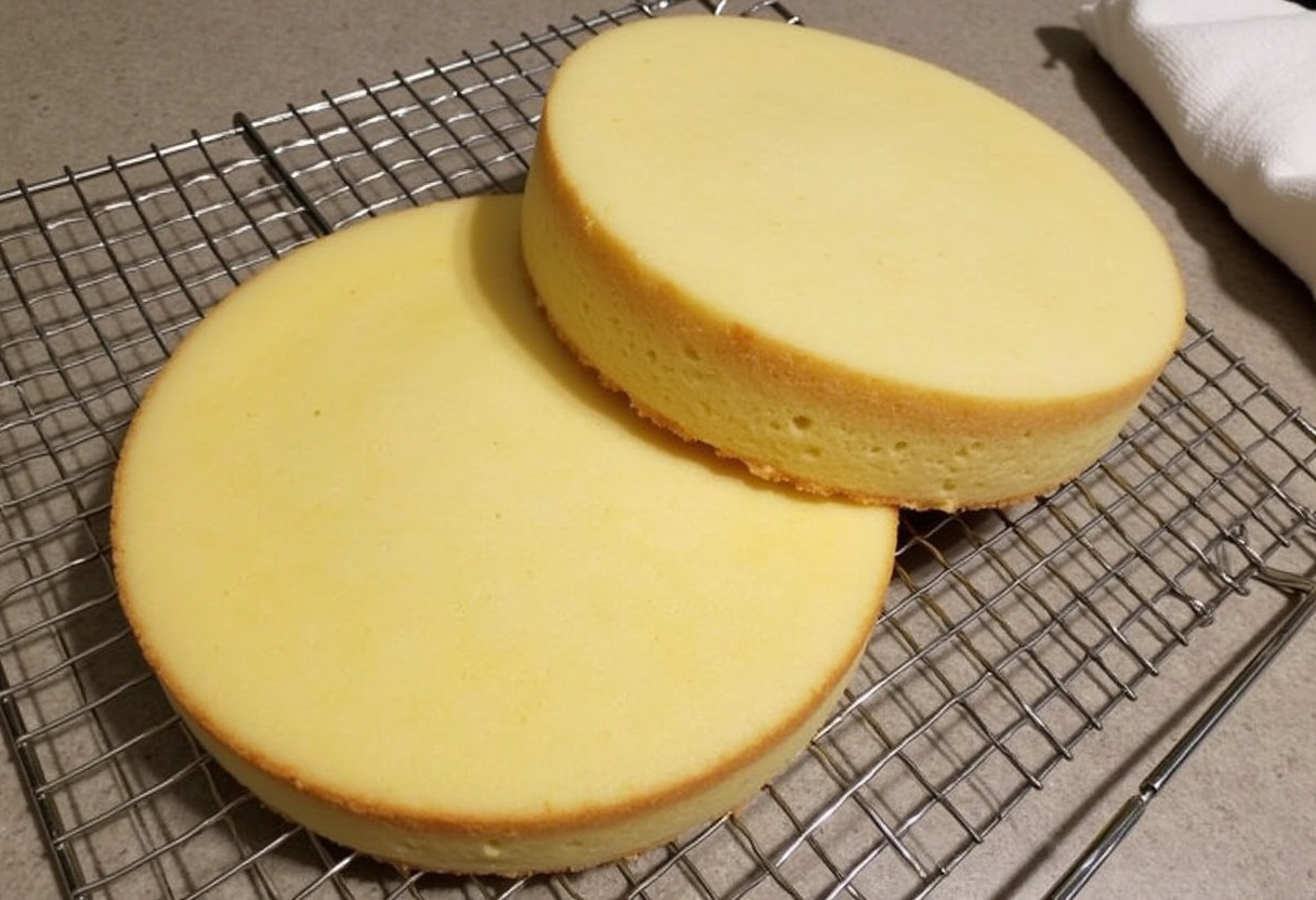 Cooling cake layers after baking for Quick Easter Bunny Cake Recipe.