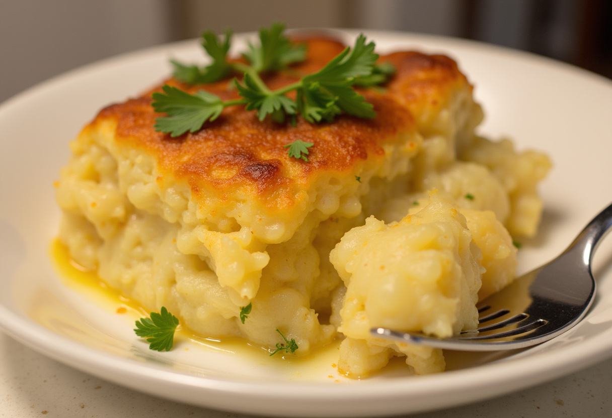 Traditional Scalloped Potatoes 8 Finished Traditional Scalloped Potatoes with golden cheese topping, ready to serve.